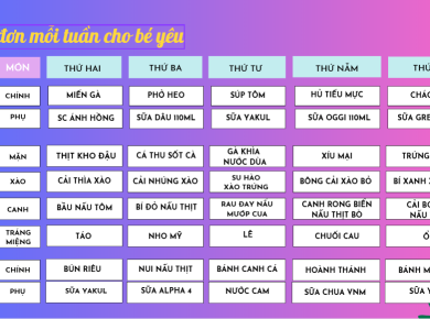 THỰC ĐƠN TUẦN 1 THÁNG 12 