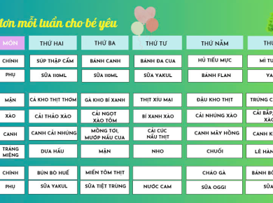 THỰC ĐƠN TUẦN 3 THÁNG 12 